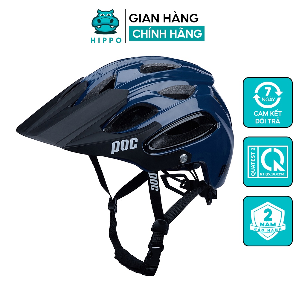 Mũ bảo hiểm xe đạp thể thao chuyên nghiệp Poc 07 siêu nhẹ bóng màu xanh mực - HIPPO HELMET