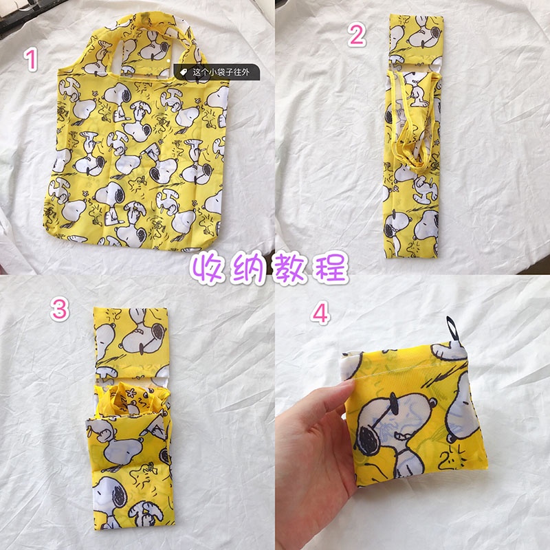 Túi Mua Sắm Gấp Gọn Thân Thiện Với Môi Trường In Hình Snoopy Dễ Thương