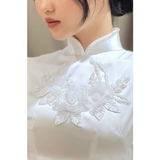 Set Hoa Voan Đính Kết Áo Dài Cưới Cao Cấp