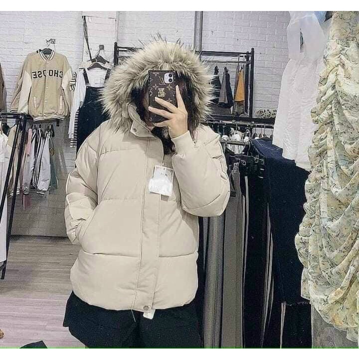 Áo Phao Nữ Nón Lông Cao Cấp Kiểu Phao Bánh mì Ba Lớp Mặc Bao Ấm áp Hình Ảnh Thật (Nón Có Thể Tháo Rời)