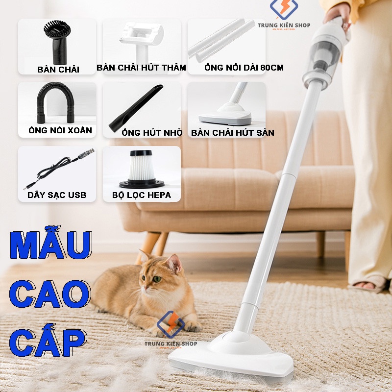 Hút bụi cầm tay mini không dây LT-113CG lực hút 12000 pa, trọn bộ tất cả đầu hút, BH 12 tháng.