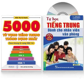 Sách - Combo: 5000 từ vựng tiếng Trung thông dụng nhất + Tự Học Tiếng Trung Dành Cho Nhân Viên Văn Phòng + DVD quà tặng