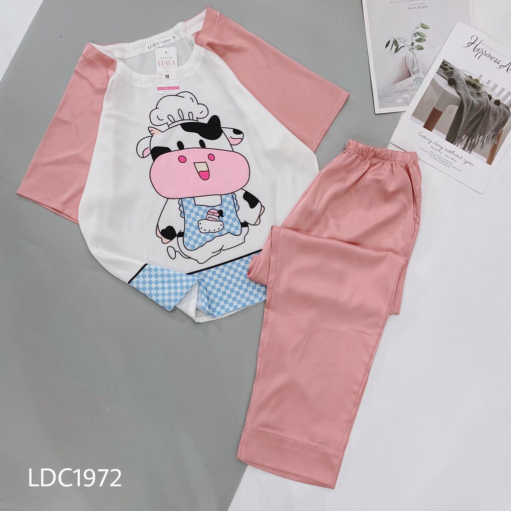 [Hàng Cao Cấp Xuất Hàn] Bộ Pijama Lụa Latin Cao Cấp - Bộ Mặc Nhà Tay Ngắn Quần Dài Mềm Mại Thoải Mái
