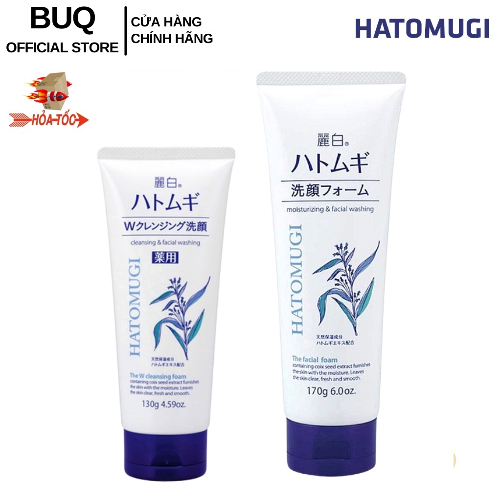 Sữa Rửa Mặt Chiết Xuất Ý Dĩ Hatomugi Moisturizing &amp; Facial Washing 130g và 170g