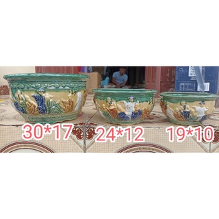 Bộ 3 chậu bát tiên men Đồng Nai cao cấp