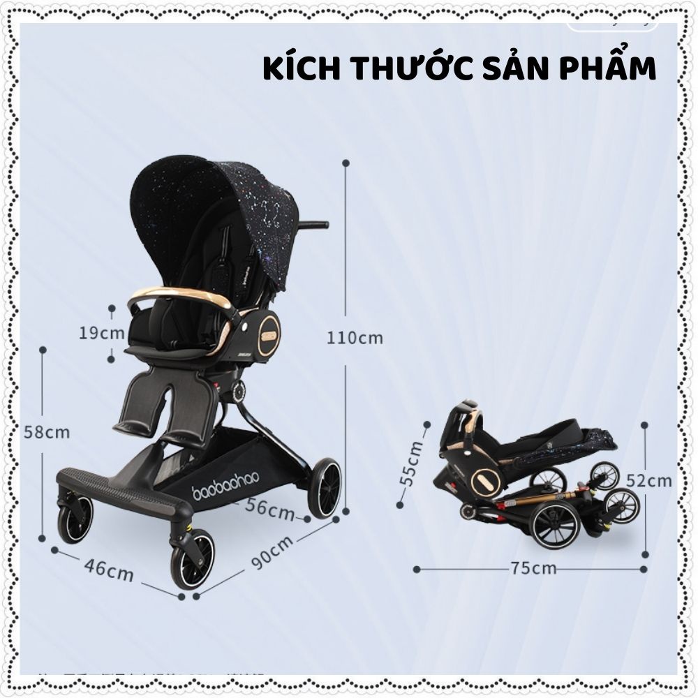 Xe đẩy cho bé gấp gọn V9 2 chiều 3 tư thế ngồi ngả nằm cho trẻ sơ sinh từ 0-5 tuổi bảo hành 3 tháng