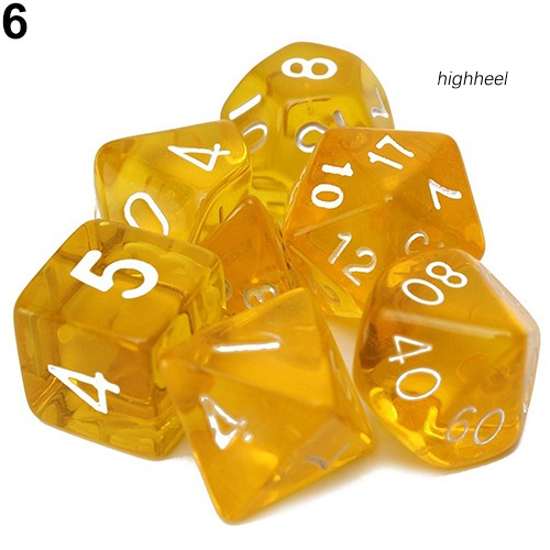 Set 7 Viên Xí Ngầu Trong Suốt Dùng Để Chơi Game Thú Vị