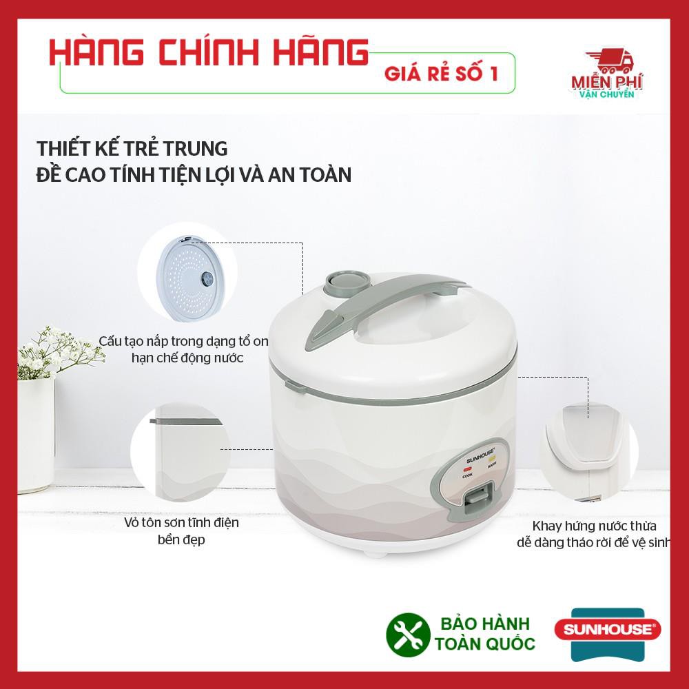 NỒI CƠM ĐIỆN 1.8L SUNHOUSE SHD8602, NỒI CƠM ĐIỆN SUNHOUSE SIÊU BỀN, BẢO HÀNH TOÀN QUỐC, LÒNG NỒI CHỐNG DÍNH WHITFORD