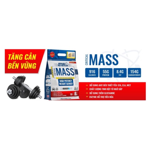 [Chính hãng] Túi Dùng Thử Sữa Dinh Dưỡng Tăng Cân Nhanh Tăng Cơ Bắp Applied Nutrition Original Critical Mass 1 Kg