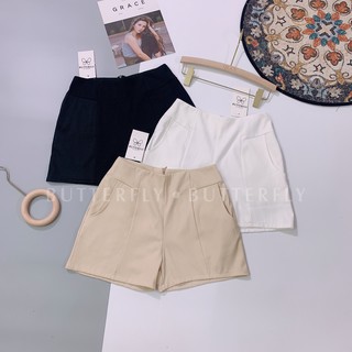 Quần đùi sooc nữ đẹp  BUTTERFLY cạp lưng cao, quần short lửng dáng chữ A khóa sau lưng - Q02