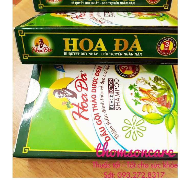Nhuộm đen tóc từ thảo dược Hoa Đà - Hộp 3 gói, 2 gói gội và 1 gói dưỡng | BigBuy360 - bigbuy360.vn