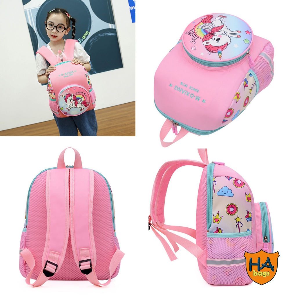 Balo mầm non kích thước 33x27x14cm HA1016, balo siêu nhẹ cho các bé mẫu giáo từ 2 đến 6 tuổi