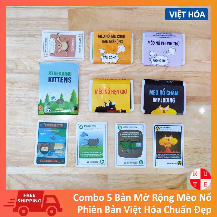 Combo mèo nổ cơ bản và 4 bản mở rộng mèo nổ việt hóa bản đẹp