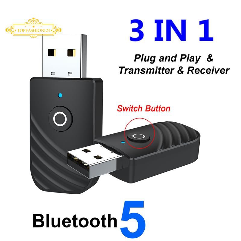 Usb Bluetooth 5.0 Chuyển Đổi Âm Thanh 3 Trong 1 Cho Tv Pc Xe Hơi 3.5mm