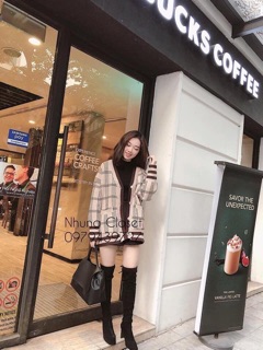 Áo cadigan kẻ ô vuông