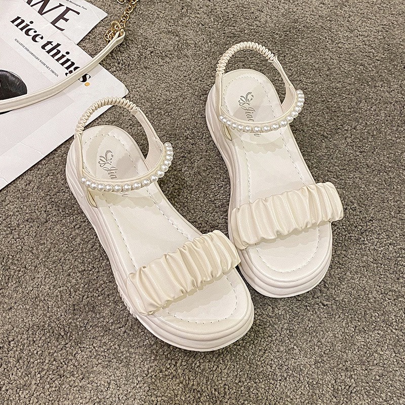 XẢ KHO (S119) Sandal nữ quai nhún ngọc đế bánh mì 4 phân (Mã 332)