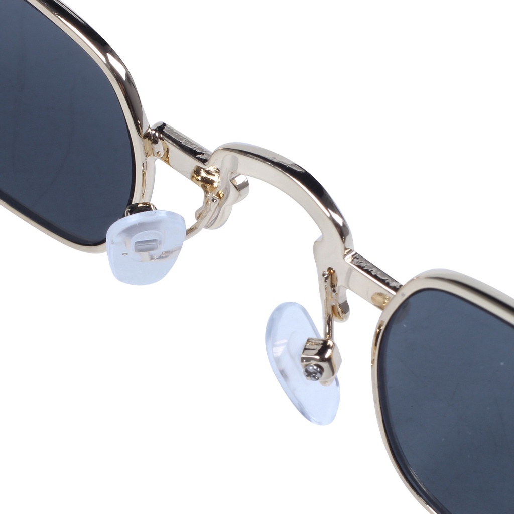 Retro Punk Glasses Clear Square Sunglasses Female Retro Sunglasses Men Metal Frame-Black Gray &amp; Gold