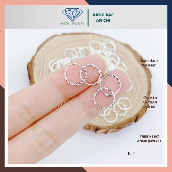 Khuyên tròn xoắn chuẩn bạc ta không đen xỉn - Anchi jewelry