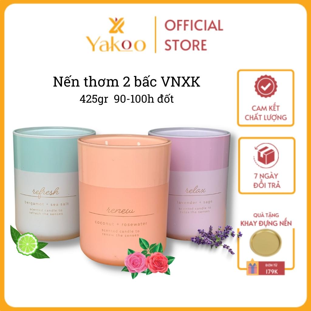Nến thơm phòng 2 bấc Yakoo Candle Hàng VNXK, 15oz 425gr, tỏa hương cực tốt, khử mùi, thư giãn như ở spa, sáp đậu nành
