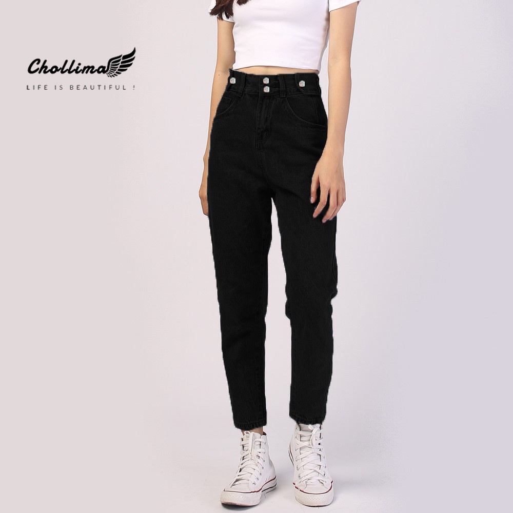 Quần baggy jeans nữ Chollima form rộng 2 bách vuông,lưng thun QD016 phong cách hàn quốc - HÀNG MỚI VỀ