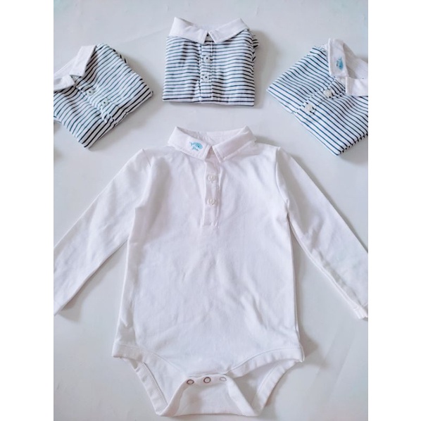 Body suit xuất Anh, dài tay có cổ cho bé trai bé gái, hàng VNXK