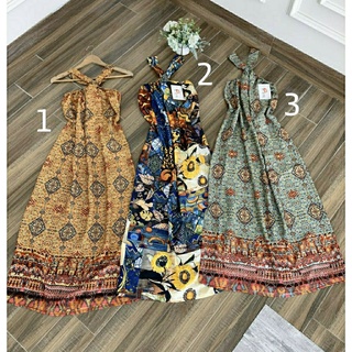 Đầm Maxi Họa Tiết Thổ Cẩm (3 màu)