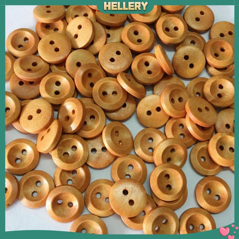 Gói 100 Nút Gỗ Tròn 2 Lỗ 15mm Dành Cho May Vá