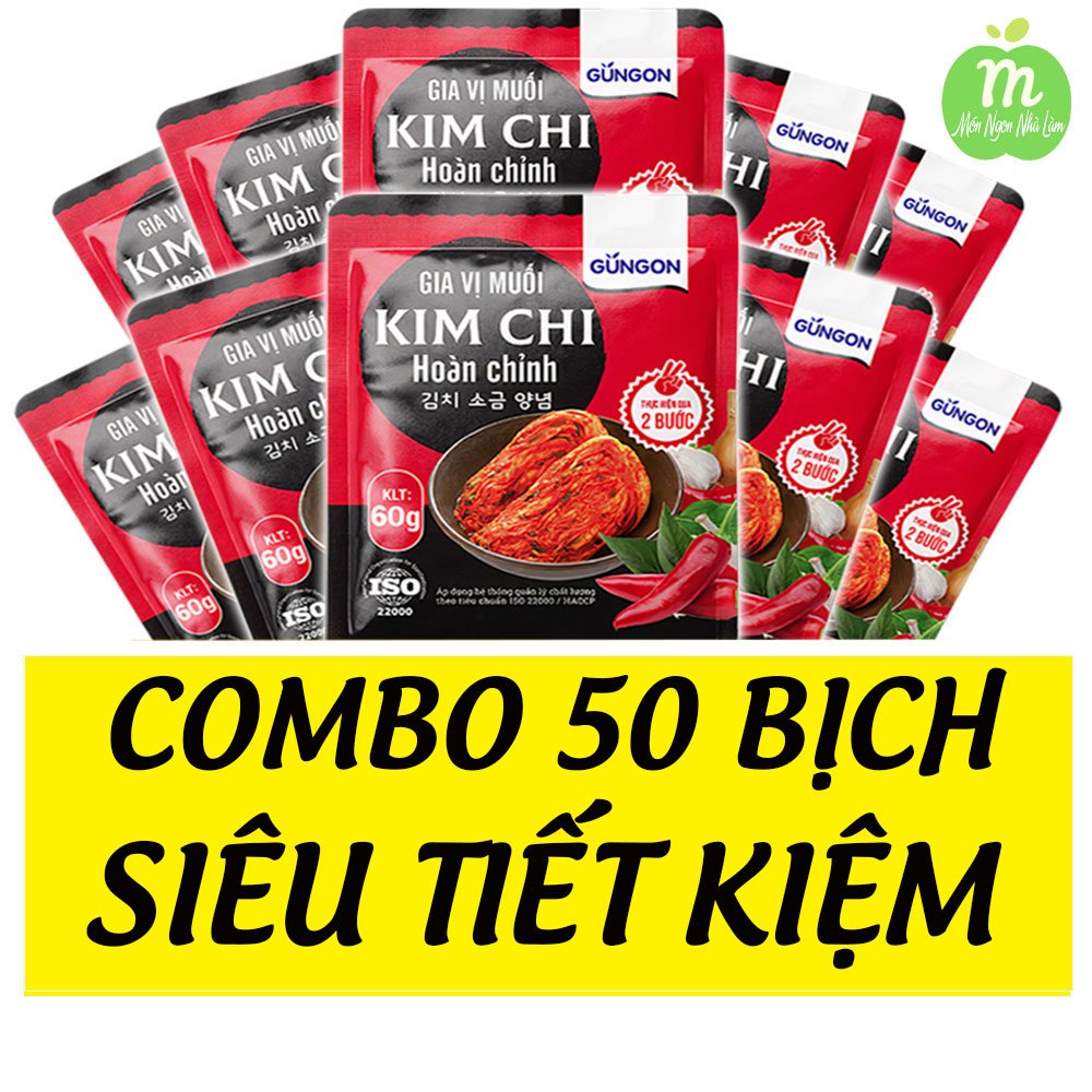 Combo 50 gói Gia vị muối Kim Chi hoàn chỉnh, Bột gia vị làm Kimchi Hàn Quốc Gungon