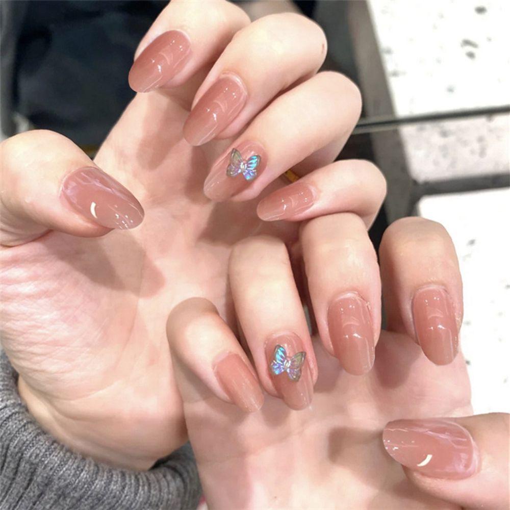 Hộp 24 Móng Tay Giả Đính Kim Tuyến Lấp Lánh Thời Trang Cho Nữ