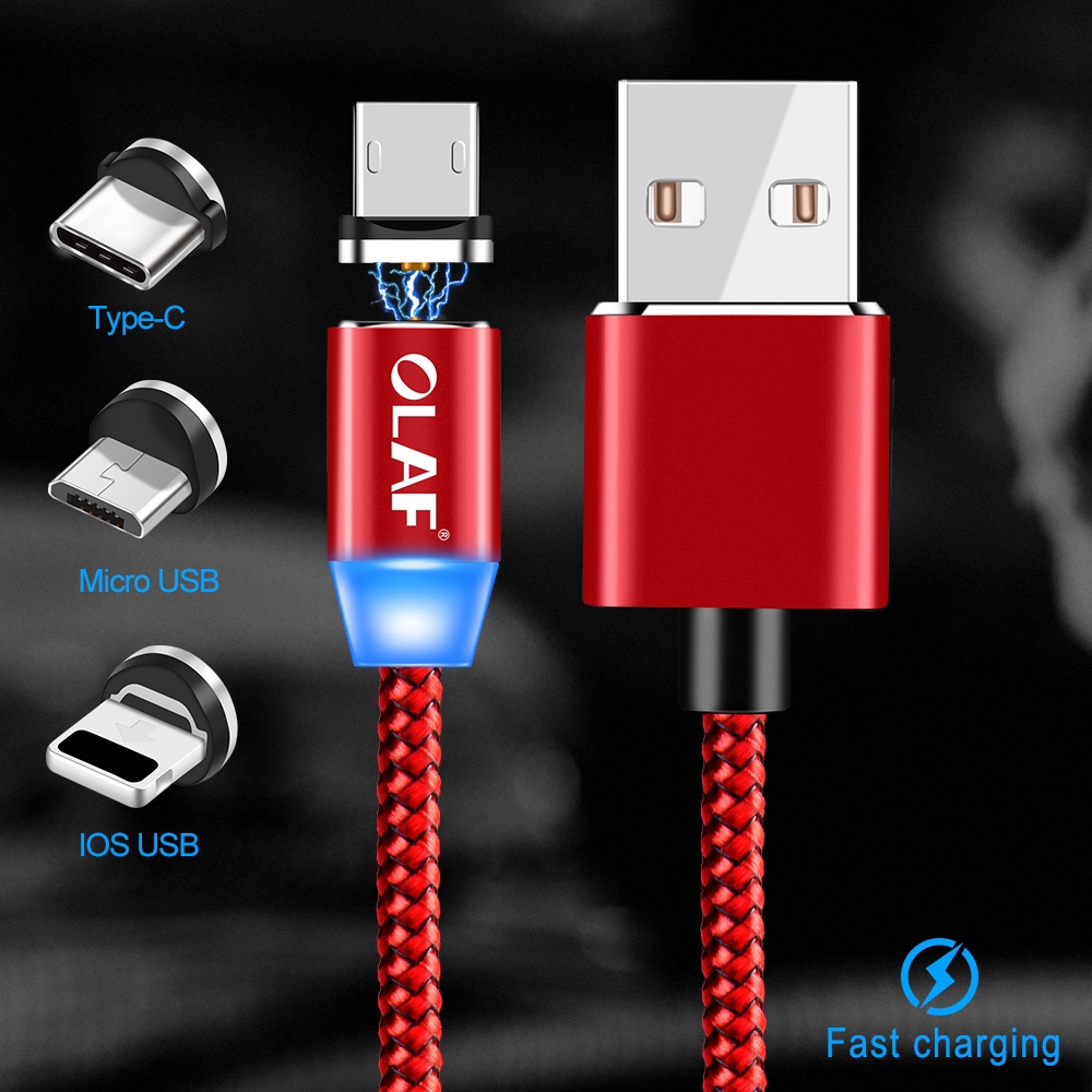 Cáp Sạc Nam Châm 3 Trong 1 2.4a Type C Lightning Micro Usb Cho Iphone Ios Android