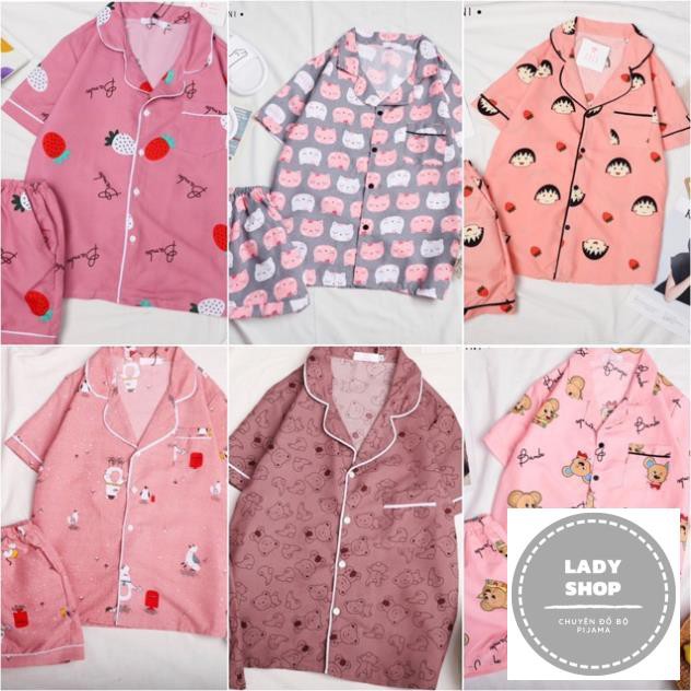 Đồ ngủ pijama đùi cổ sen họa tiết cute dễ thương chất liệu lụa mango cao cấp KOSAVA