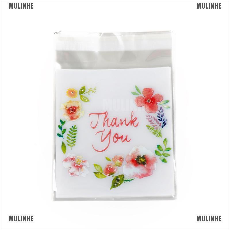 Set 100 Túi Đựng Bánh Kẹo Tự Dính In Chữ Thank You Độc Đáo