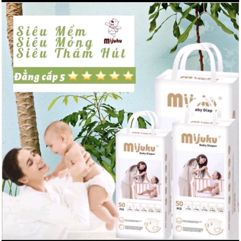 Tã quần Mijuku size M L XL XXL XXXL bịch 50 miếng