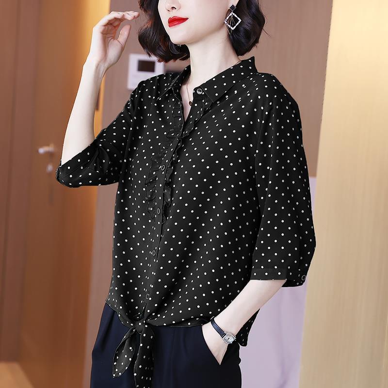 Áo sơ mi chiffon tay dài dáng rộng thời trang mùa hè dành cho phụ nữ trung niên