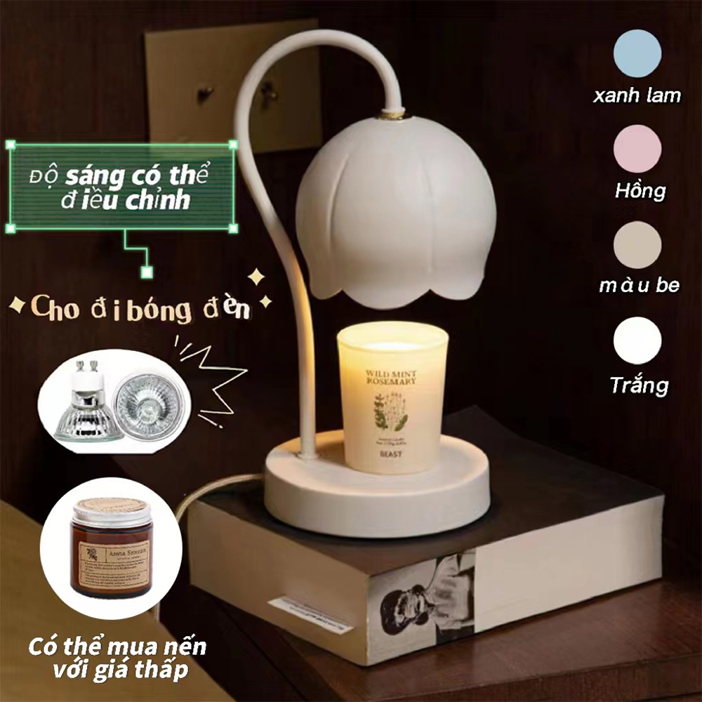 Đèn đốt nến thơm Đèn phòng ngủ đèn bàn trang trí sang trọng-đèn đố nến hẹn giờ，Quà tặng hai bóng đèn⚡4 màu tùy chọn⚡