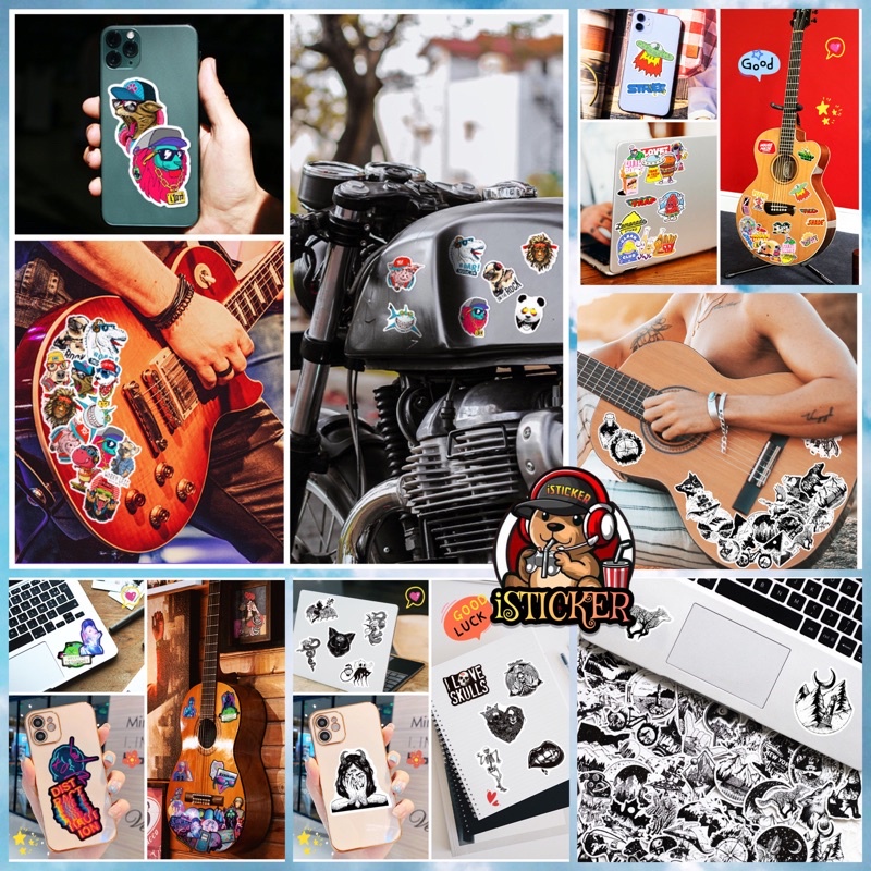 Sticker tem Vans trắng đen mẫu HOT hình dán cute trang trí nón - mũ bảo hiểm, điện thoại, laptop, ván trượt