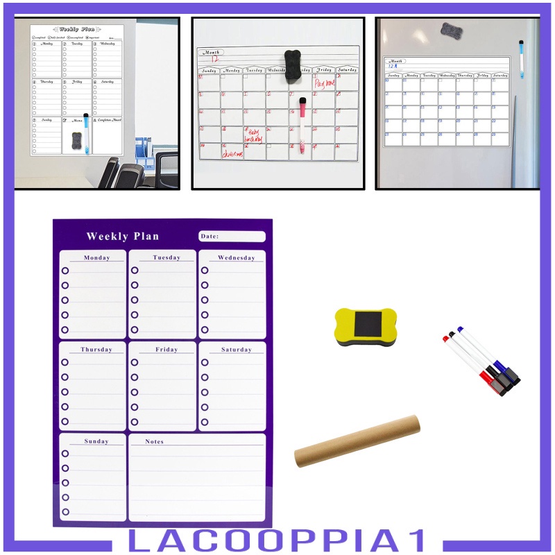 Lịch Nhắc Nhở Hàng Tuần [Lacooppia1] Bảng Trắng Từ Tính Mềm Mại