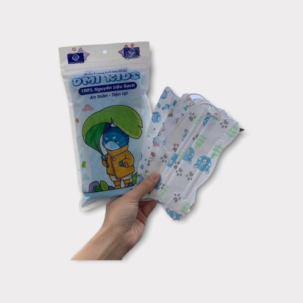 Khẩu trang cua trẻ em King cua King crab Kingcrab hiệu OMI 4-12 tuổi 1 gói 10 cái