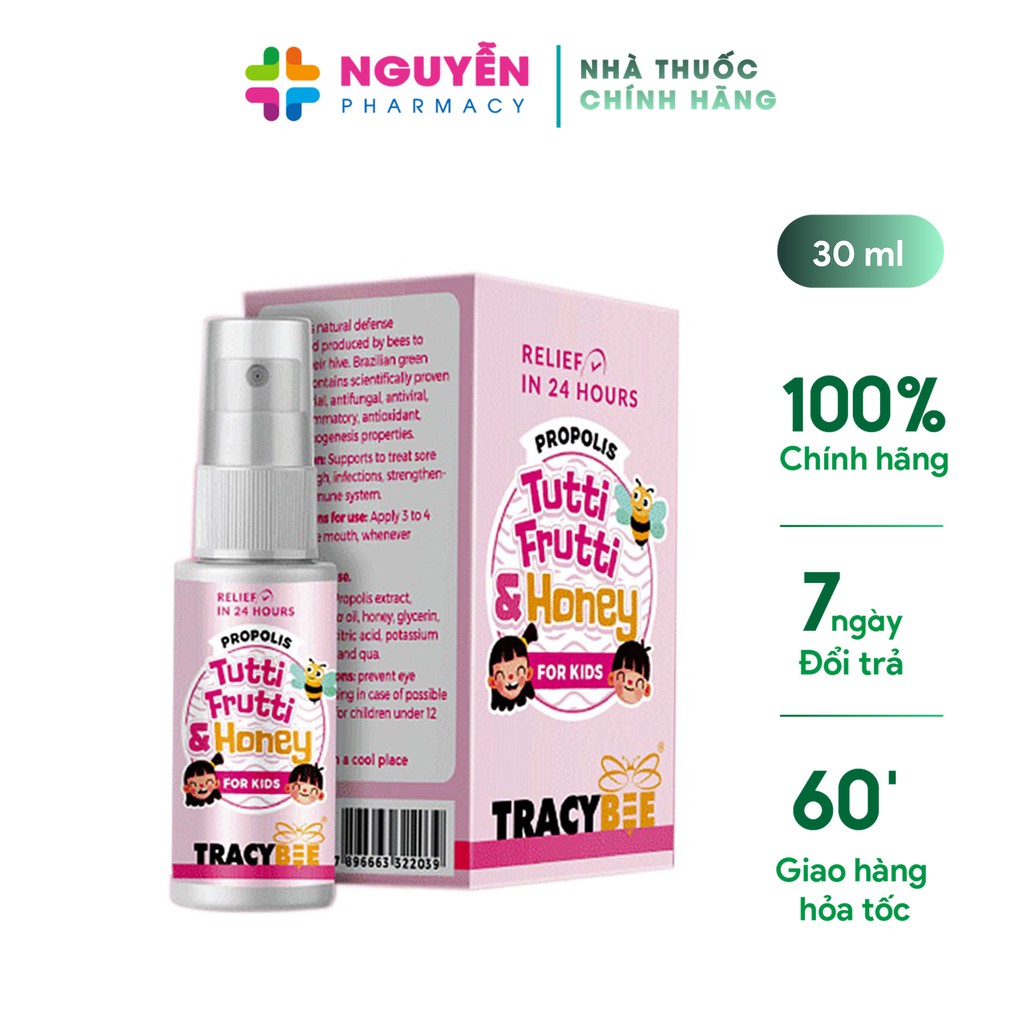 Xịt họng keo ong TRACYBEE vị trái cây - Giảm viêm họng cho bé từ 1 tuổi