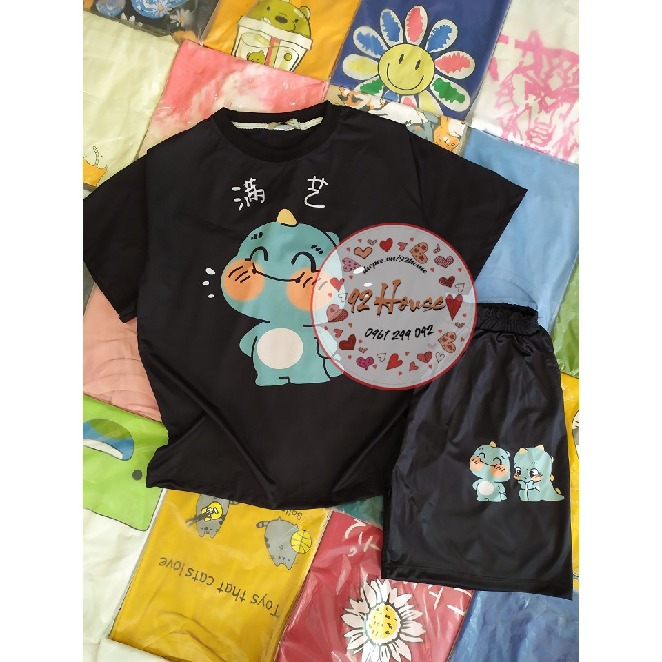 Set đồ bộ hoạt hình unisex couple khủng long / Bộ đồ đôi nam nữ