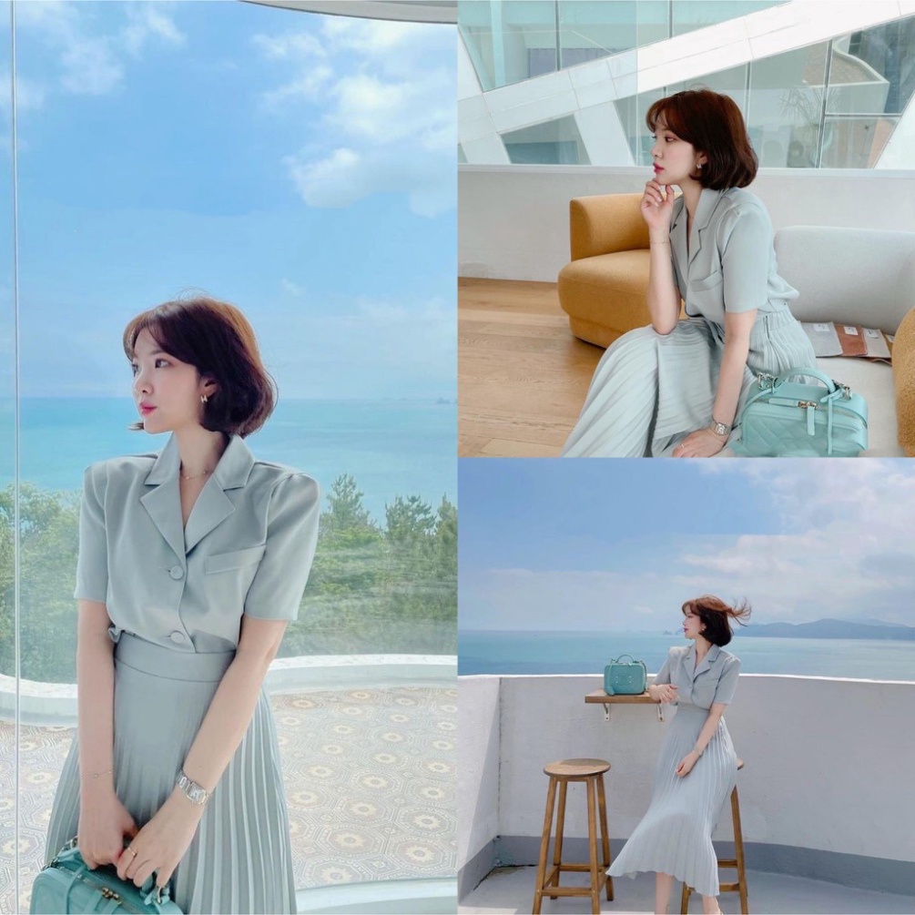 Áo vest kèm chân dập li H001 phù hợp mặc công sở đi dự tiệc, đám cưới, đi cafe chủ nhật Dịu dàng nữ tính cestclothing | BigBuy360 - bigbuy360.vn