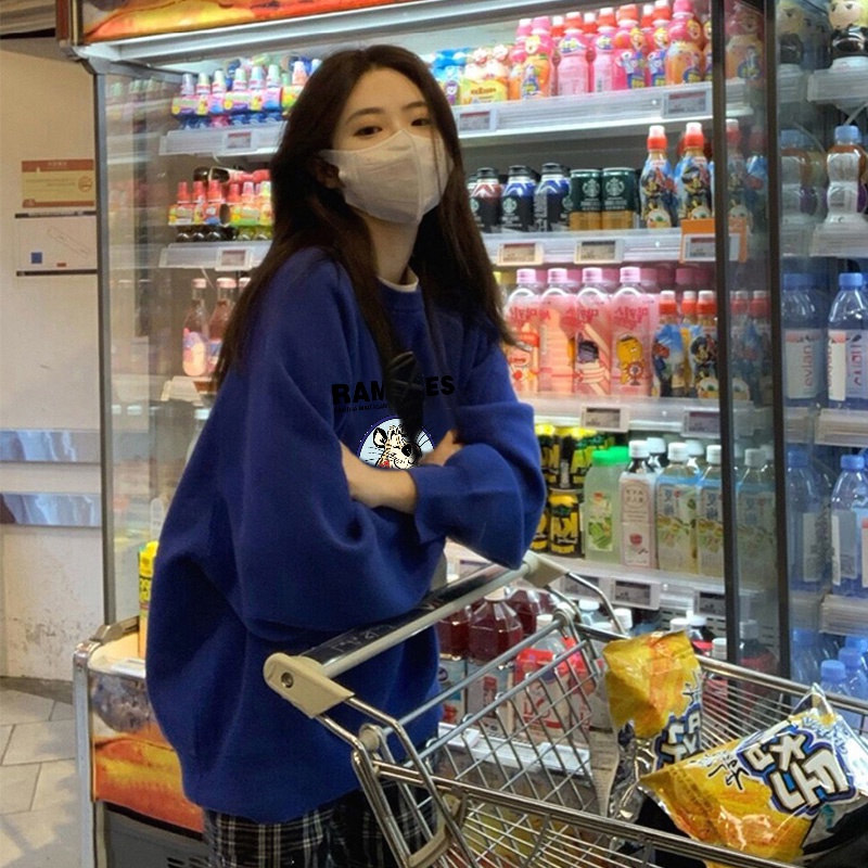 NRVP Áo Thun Tay Dài Oversize In Họa Tiết Phong Cách Hàn Quốc Thời Trang Cho Nam Và Nữ