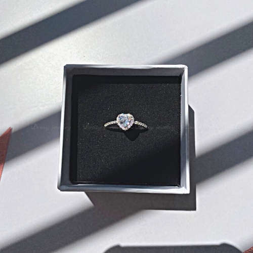 Nhẫn trái tim đính đá, Nhẫn nữ Bạc Ta Nguyên Chất