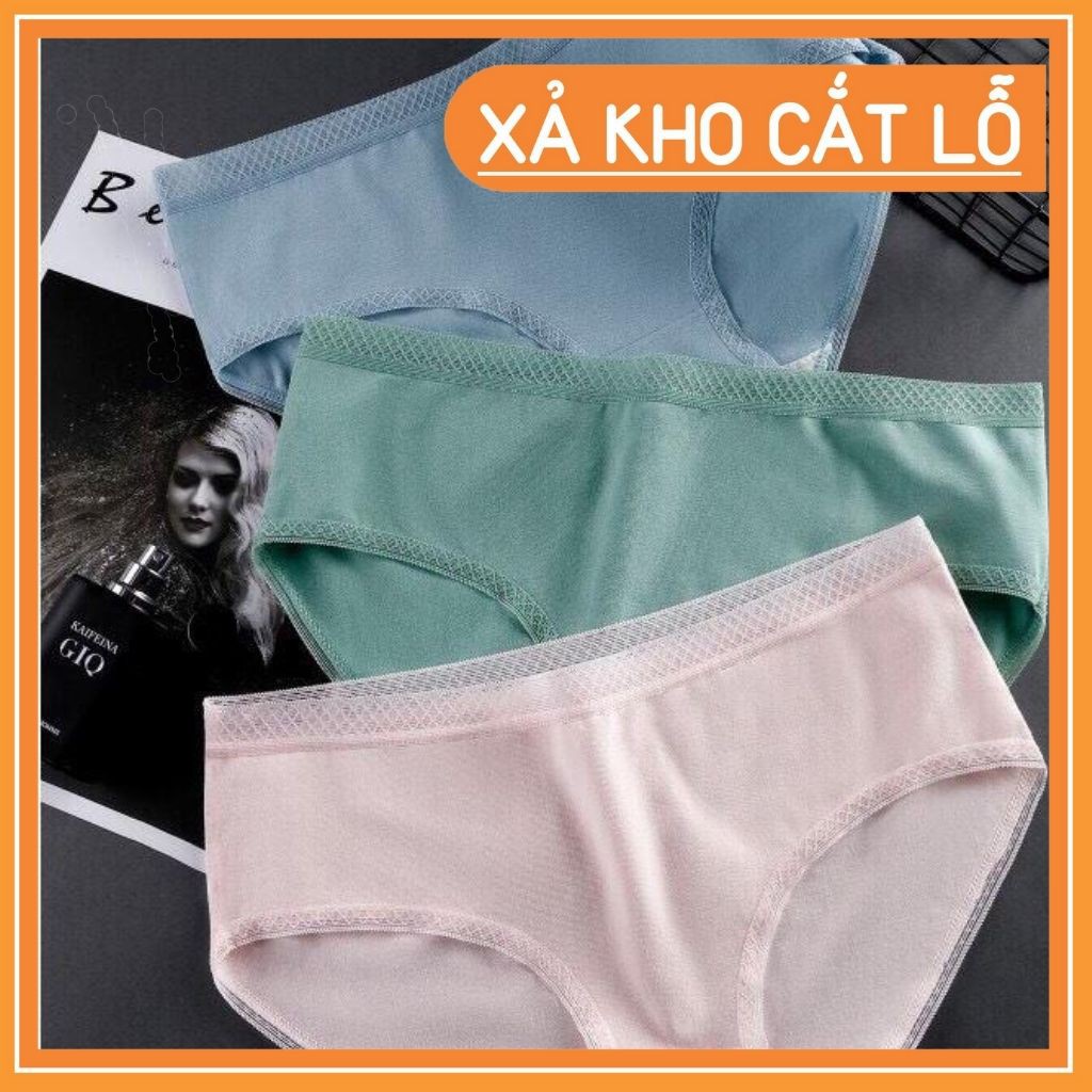 ❤ Hàng Loại 1 - Ảnh Chụp Thật ❤ Quần Lót Nữ Cotton Viền Ren, Quần Lót Kháng Khuẩn Trơn Nhiều Màu Dễ Thương