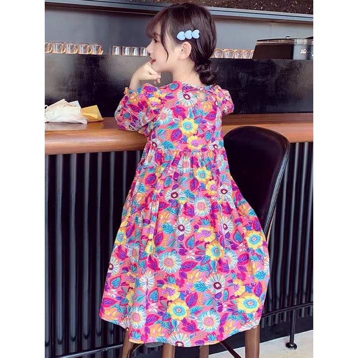 Đầm Cho Bé Gái Hml  Chất Thô Tay Dài, Váy Trẻ Em  Thu Đông 1,2,3,4,5,6,7,8,9,10 Tuổi Size Đại Mã A39