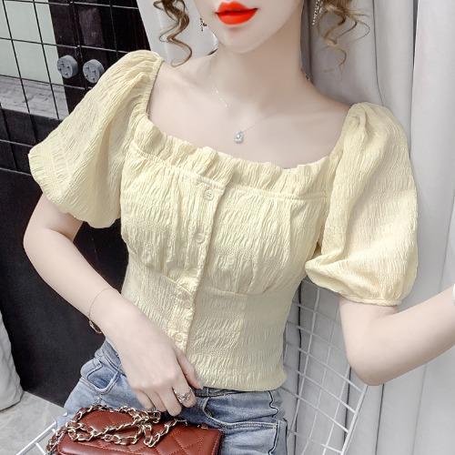 Áo Kiểu Cổ Vuông Tay Phồng Mẫu Mới 2022 Thời Trang Mùa Hè Phong Cách Phương Tây Cho Nữ