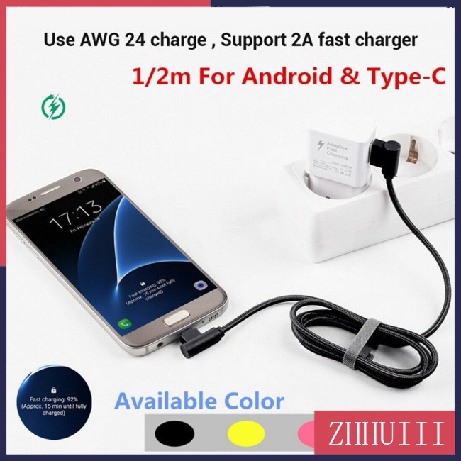 Cáp sạc bện USB dây nilon hình chữ L dành cho Type C Android Xiaomi Micro