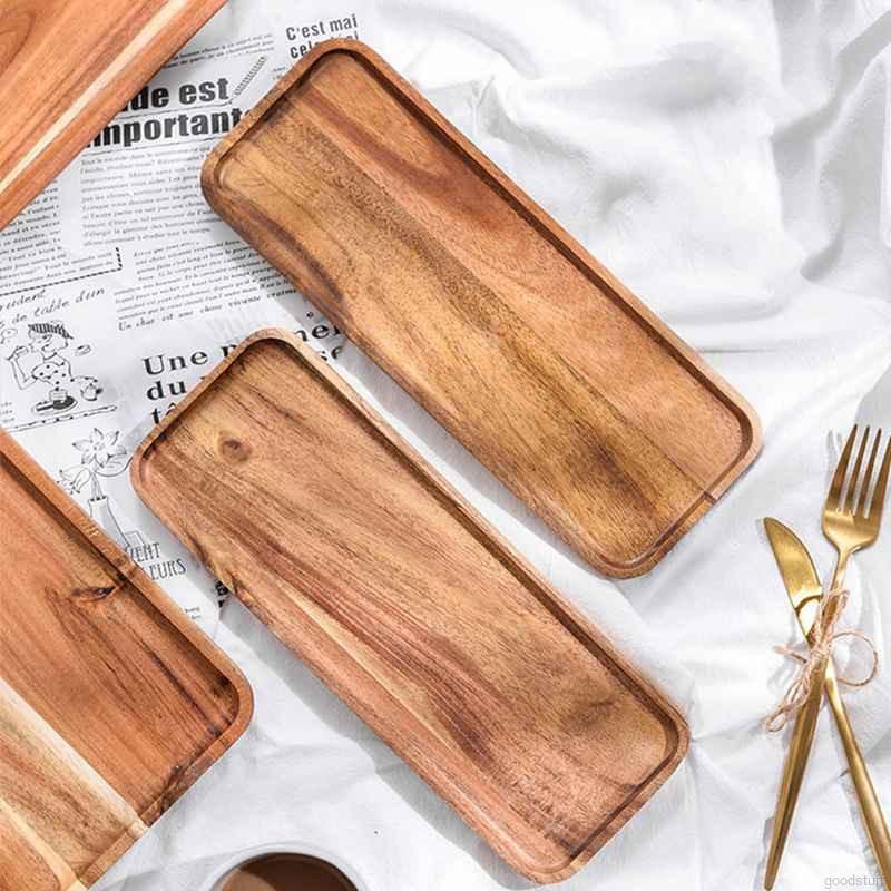Khay đựng bằng gỗ keo hình chữ nhật đa năng chất lượng cao