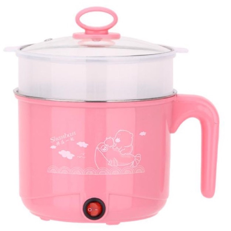 NỒI NẨU MINI NỒI NẤU MÌ 1,8L CA NẤU MỲ ĐA NĂNG CÓ TAY CẦM,GIÁ HẤP CÓ LẮP ĐẠY