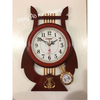 Đồng Hồ Treo Tường Đàn Lyre Lia Nhựa Giả Gỗ Có Lắc Size Vừa